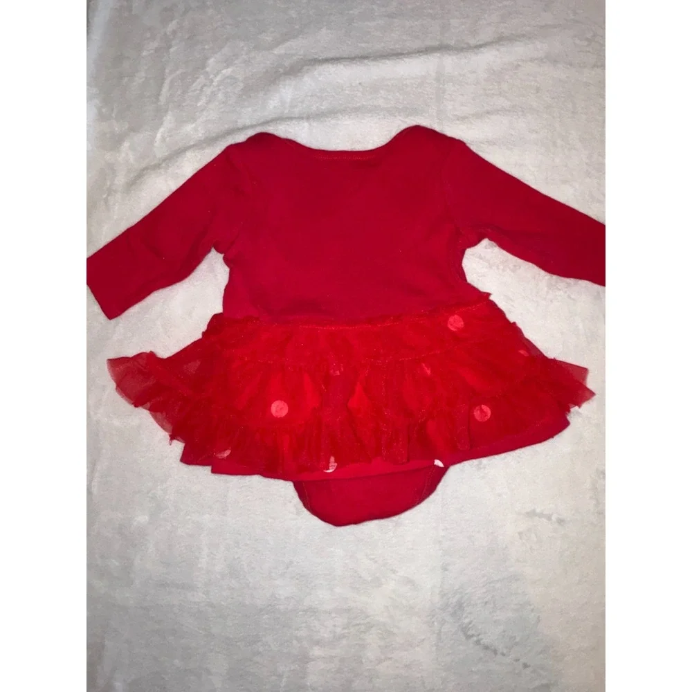 Gerber Romper Tulle Tutu Skirt Baby Girls 0-3 Month Red‎ First Christmas Ruffle